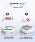 10 Year Lifespan Smoke Alarm With Photoelectric Sensor And Magnetic Mounting Kit Low Battery Warning UL217 Listed Home Fire Safety Sensor For House Easy Install No Battery Swaps For A Decade Keeps Your Home Protected. magnetic or screw mount installation, 9V battery