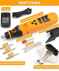 Cordless Electric Chainsaw Sharpener Kit With 3 Diamond Bits, Portable Handheld Chainsaw Blade Sharpening Tool, charger, bits