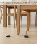 Screw In PTFE Furniture Glides Three Quarters Inch Round Blue Floor Protectors for hardwood and tile floors shown by chair