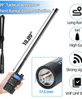High Gain 18.89 Inch Dual Band Ham Radio Antenna 144/430 MHz for UV-5R BF-F8HP, foldable and durable tactical use.