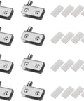 No-Drill Glass Door Pivot Hinge Set for 4-6mm Glass, 4 Pairs, stainless steel clamp hinges and glass protection spacers