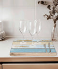 Wood Grain Blue Beige Dish Drying Mats 2 Pack For Kitchen Counter 18x24 Inches Vintage Farm Microfiber Absorbent with glasses