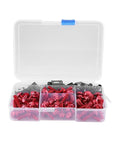 Sportbike Fairing Hardware Kit 177 Piece Aluminum Screws Set With M5 And M6 Sizes And Washers For Beefed Up Replacement On Yamaha Kawasaki Suzuki Ducati Riders Red Finish in box