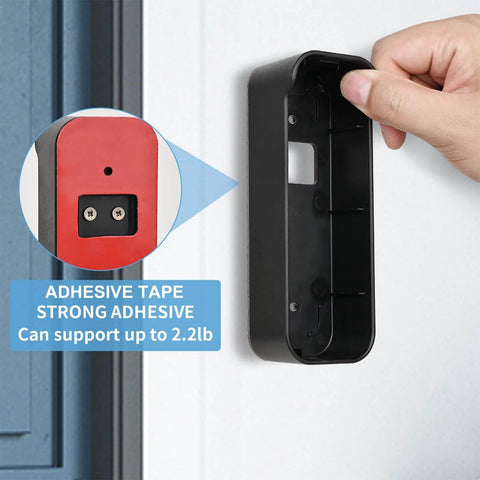 Adhesive Door Mount For Video Doorbell 2021 Gen 1 Not For 2025 Gen 2 No Drill Bracket Black Sturdy Stick On Mount installed on wall