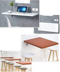 Industrial Grade Folding Angle Brackets, stainless steel shelf supports for wall-mounted table with laptop and decor.