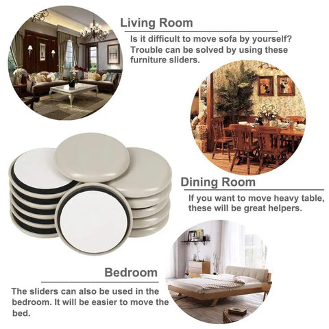 2 Inch Stick On Furniture Sliders 12 Pack Glides For Easy Moving On Carpet And Hardwood Floors Beige No Sweat Heavy