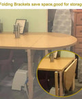 Heavy Duty Folding Hinges 4 Pack Self Locking Steel Brackets With Mounting Screws For Table Legs showing space-saving foldable table design.