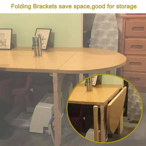 Heavy Duty Folding Hinges 4 Pack Self Locking Steel Brackets With Mounting Screws For Table Legs showing space-saving foldable table design.