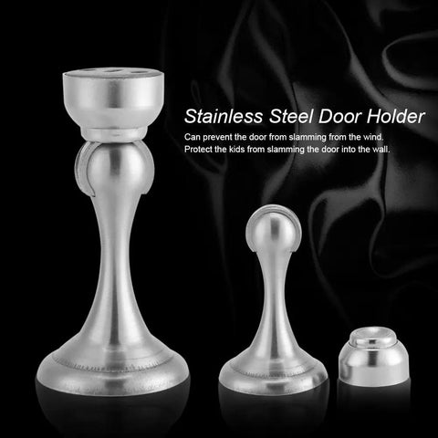 Magnetic Cabinet Door Stop Catch Wall Mounted Door Holder No Fuss With Strong Magnet For Hands Free Position Stainless Steel