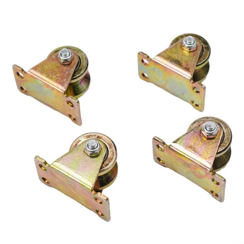 Heavy Duty V Groove Casters For Inverted Track Sliding Gates With 56mm Plates And 440 Lb Capacity Per Unit four piece steel roller set.