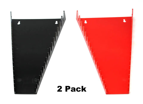 Red And Black 16 Tool Standard Wrench Organizer 2 Pack Heavy Duty Wrench Storage Rack Tray For Toolbox Or Wall Mount