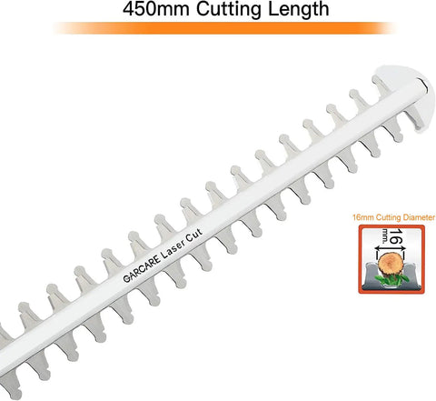Beefy 2 In 1 Electric Pole Hedge Trimmer with dual-action 20 inch laser cut blades close-up