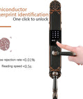 No Sweat Smart Keypad Deadbolt Keyless Entry Door Lock With Auto Lock And Anti Peek Password Guard For Front Porch showing fingerprint identification feature and elegant handle.
