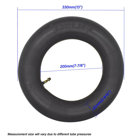 Heavy Duty Butyl Rubber Inner Tube For 8 Inch Tires 3.00-8 3.25-8 Dual Wheel Yard Wheelbarrow Garden Cart Replacement 1 Pack With TR87 Bent Valve Stem Built For Tough Outdoor Work And Easy Inflate Ready To Install showing dimensions and TR87 valve.