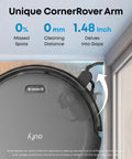 C10 Robot Vacuum With Self Emptying Dock And 4000 Pa Suction LiDAR Smart Mapping Ultra Slim 2.85 Inch Body close-up of corner