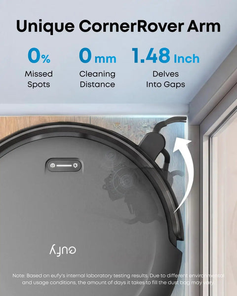 C10 Robot Vacuum With Self Emptying Dock And 4000 Pa Suction LiDAR Smart Mapping Ultra Slim 2.85 Inch Body close-up of corner