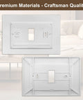 Front and back view of Durable White Wall Plate Cover For WiFi Programmable Thermostat And Smart Thermostat Easy Clean Faceplate