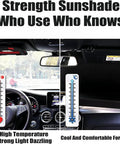 Custom Fit Windshield Sunshade For Gmc Sierra Ev 2024 To 2026 shown in car, demonstrating temperature difference inside.