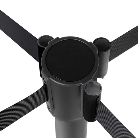 Top view of Premium Pro-Grade Crowd Control Stanchions With 6.5 Ft Retractable Belt, Easy Assembly, Sturdy Black 2-Pack