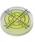 32mm Circular Bullseye Bubble Level, High Precision Round Spirit Vial with clear acrylic housing and black scale markings.