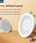 4 Inch LED Recessed Can Lights 12 Pack Dimmable Damp Rated 650 Lumen Each With Baffle Trim And Selectable Color Temperature 3000K 4000K 5000K No Brainer Retrofit Install ETL FCC Certified showing modern layout design