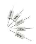 MOKMMKIT white ceramic cement resistors, 5W, axial leads, assorted values (front view)