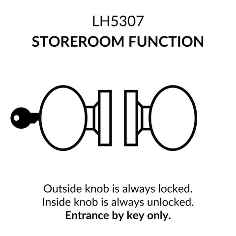 Diagram of Door Knob Cylindrical Lock Storeroom Function Keyed Entry For Exterior Doors In Satin Stainless Steel Finish LH5307OB US32D