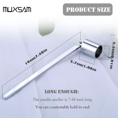 Bad Boy Stainless Steel Candle Snuffer With Super Long Handle And Slick Silver Plating, showcasing size 7.48 inches, ideal for snuffing candles.