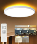 Remote Control Flush Mount LED Ceiling Light 18 Inch Round Fixture With Dimmable Color Changing 3000K To 6500K And 2000K Mood Lighting