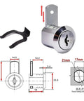 Cam Lock With Quick Clip For Drawer Lockers And Gym Lockers Built Tough Metal Zinc Alloy Coded Lock MX16 with dimensions