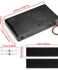 Tough As Nails Two Pack Eight AA Battery Holder Case With Reliable On And Off Switch Lid Delivers Straight Up 12 Volts For Diy Projects, showing dimensions and wiring details.