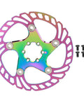 Premium Mountain Bike Disc Brake Pads 180mm Five Nail Tech rainbow rotor with bolts, stainless steel and aluminum alloy, designed for hydraulic systems.