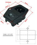 Dimensions of 2 Pack IEC320 C14 Panel Mount Power Connector Socket 15A 250V With 14 AWG Copper Terminals Black 7 Pin Design