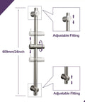 24 Inch Shower Slide Bar With Adjustable Holder Stainless Steel Wall Mount Sliding Bar In Brushed Nickel Finish Game Changing Upgrade For Your Bathroom Rust Resistant Easy Install