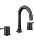 Precept Widespread Matte Black Bathroom Faucet For 3-Hole 6-16 In. Install With ADA Push Pop-Up Drain Ceramic Cartridge 1/4 Turn Handles