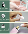 Five Pack 10ml Travel Containers Set For Creams, Lotions, And Makeup, Ultra Compact Lightweight Travel Jars being cleaned and stored