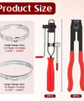 CV Joint Boot Clamp Pliers Kit With 10 Stainless Steel Adjustable Band Clamps For Most Cars, Heavy Duty Automotive Boot Clamps, Fits 1.25 To 1.62 Inches And 2.75 To 5 Inches, size chart