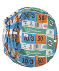 Roll of Underground Feeder Cable 10/3 W/G UF-B Type Building Wire Direct Burial 50 Ft Gray Romex Simpull Style packaging
