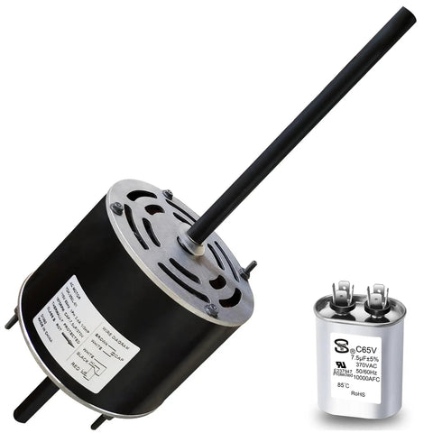 RV Air Conditioner Fan Motor With Capacitor Replacement One Third Horsepower 115 Volt 1675 RPM Two Speed 60Hz Replaces Fasco D1092