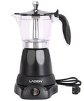 Cuban Style Espresso Maker For Home Or Travel On The Go, 6 Cup Or 3 Cup Electric Moka Pot With Detachable Base And Overheat Protection
