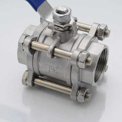 Heavy Duty 304 Stainless Steel Three Section Full Port Ball Valve With Handle BSPT Female For Water Gas Oil Lines DN100 Four Inch BSP Works From One Quarter To Two Inch Size Durable Industrial Grade Valve, 304 stainless steel threaded ball valve