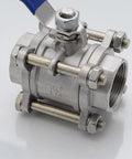 Heavy Duty Stainless Steel 304 3-Section Full Port Ball Valve With Handle BSPT Female 1/4 3/8 1/2 3/4 1 to 2 Inch For Water Gas Oil DN80 3 Inch BSP SS201, threaded end view
