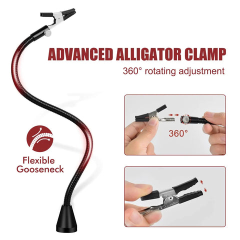 Pro Soldering Helping Hands Station With Magnetic Third Hand, 3X Magnifier Lamp, Flexible Gooseneck and Advanced Alligator Clamp