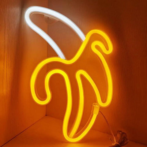 Banana Neon Sign LED Light 11.4 x 7.9 Inches USB or Battery Powered Wall Decor Night Lamp for Christmas Birthday Parties Kids Room