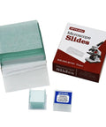 Pre Cleaned Microscope Slides And Cover Slips Set With 72 Blank Glass Slides 1 X 3 X 0.04 In And 100 22mm X 22mm Square Cover Glass Slips For Education Lab Work Optical Grade Glass Ready To Use, boxed and stacked