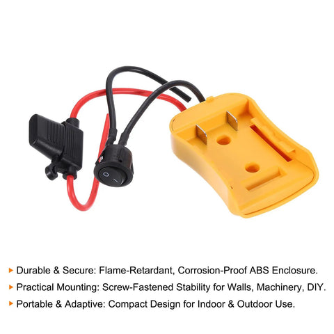 DIY RC Car Battery Adapter Converter Kit For 20V Batteries Includes 12AWG Wire And Wire Terminal ABS Shell Fuse Switch A 6 Piece Set In Yellow