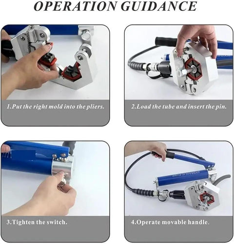 Heavy Duty Manual Hydraulic Tube Press For Hose Crimping With Seven Slick Quick Swap Dies For Car AC Lines Portable Aluminum Pump No Sweat Setup And Workhorse Reliability For Any Garage Project