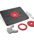 Universally Compatible Router Table Insert Plate Set with pre-drilled holes, heavy duty metal supports 150 kg, fits multiple router models