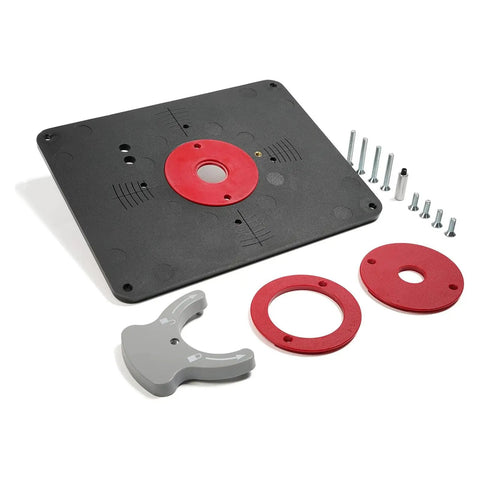 Universally Compatible Router Table Insert Plate Set with pre-drilled holes, heavy duty metal supports 150 kg, fits multiple router models