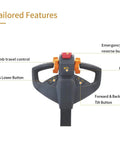 Control panel of Full Electric Apollo Counterbalanced Stacker including lift buttons and emergency reverse feature.